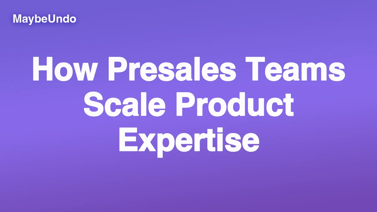 Presales knowledge workspace showing product workflows, demo assets, technical briefs, and buyer follow-up materials