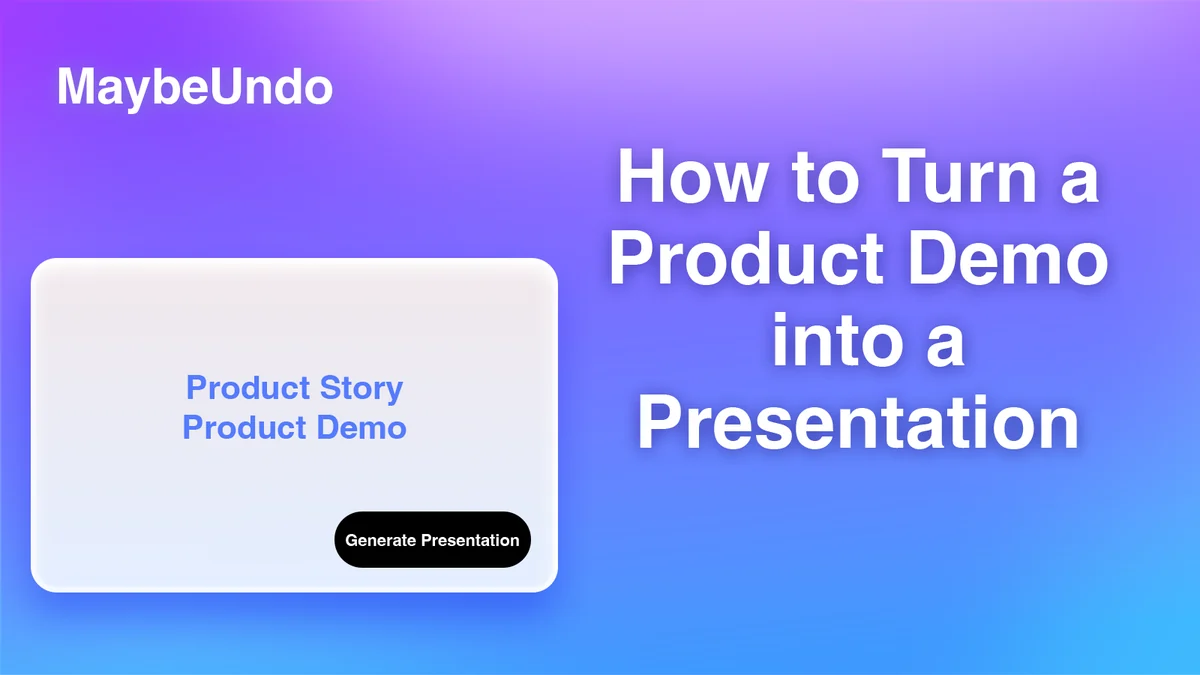 Product demo presentation workspace showing storyboard sections organized into a sales narrative