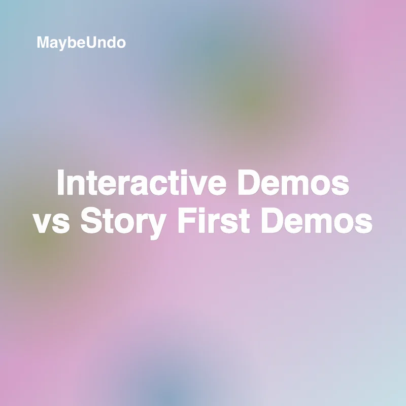 Side-by-side demo planning view comparing interactive walkthroughs with story-first product messaging