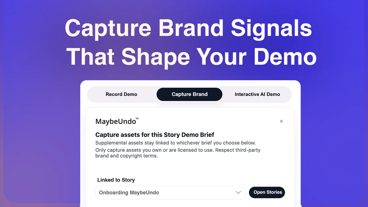 MaybeUndo product brief workflow for keeping demo assets aligned with brand and product messaging
