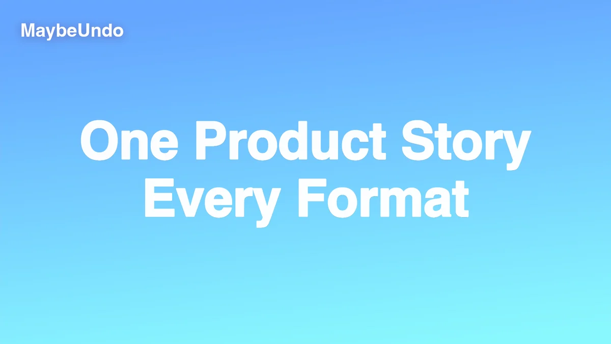 Product marketing workspace showing one product story reused across demos, videos, presentations, and briefs